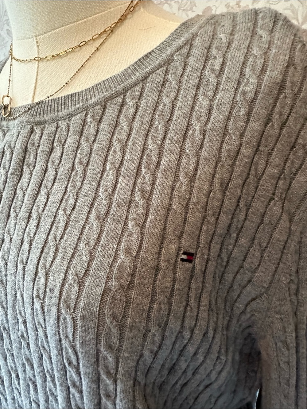 Tommy Hilfiger Gray Ribbed Crewneck Sweater - Picture 3 of 7